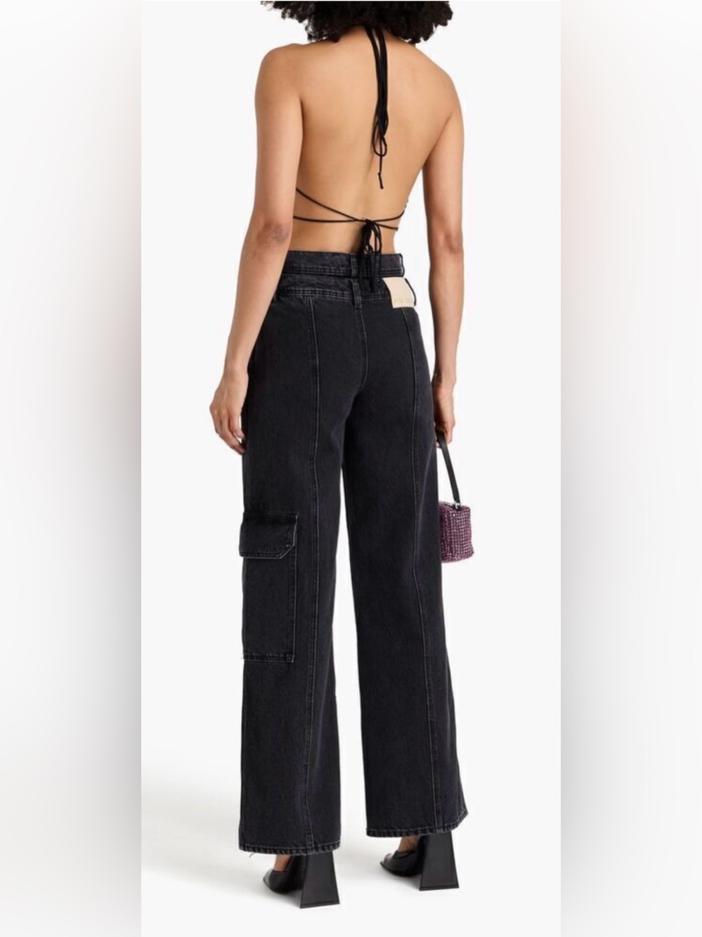 Stine Goya Paul Organic Cotton Black Wide Leg Cargo Jeans Size 31 Minimalist - Picture 2 of 11